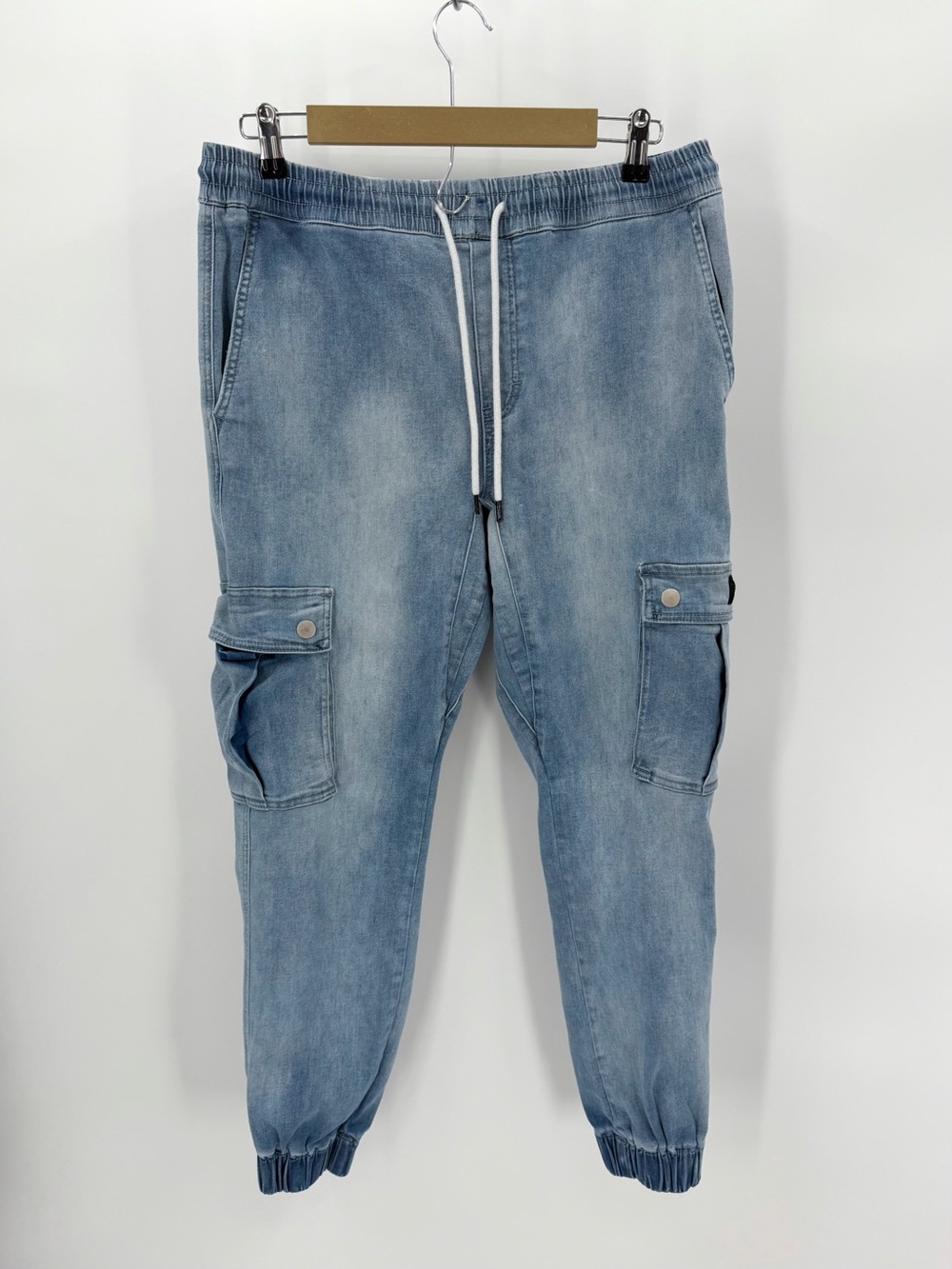 Wesc Pants Mens L Womens XL Blue Slim Utility Jogger Cargo Pockets Streetwear